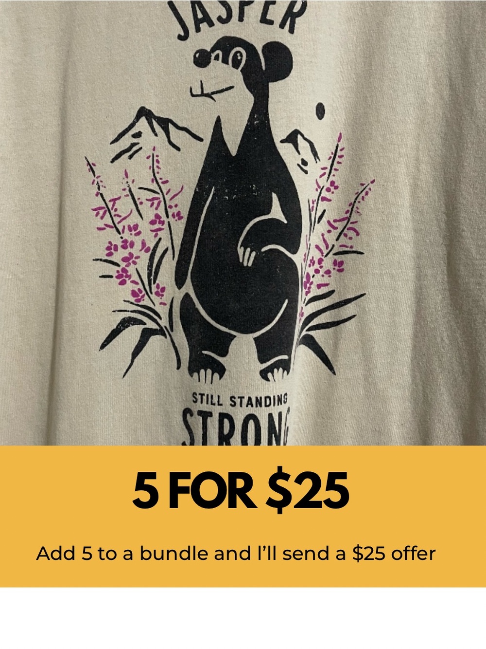 Jasper Strong Graphic Tee - Cream with Black & Pink Design
